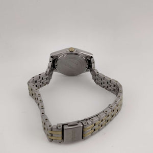 I Like Mikes Mid Century Modern Watches Seiko Women's Mixed Metal Watch, White Circular Dial, Date and Day Window, Bracelet Strap