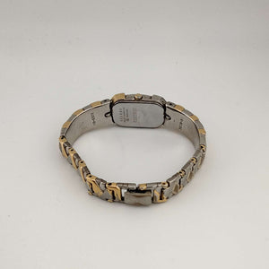 I Like Mikes Mid Century Modern Watches Seiko Women's Mixed Metal Watch, White Elongated Hexagonal Dial, Bracelet Strap