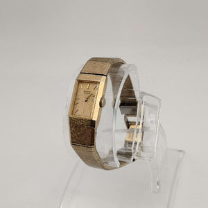 I Like Mikes Mid Century Modern Watches Seiko Women's Petite All Gold Tone Quartz Watch, Rectangular Dial, Bracelet Strap