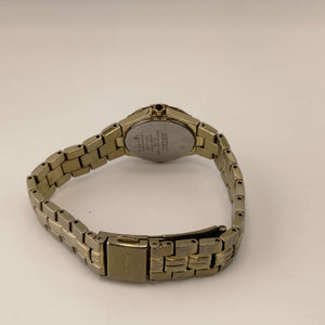 I Like Mikes Mid Century Modern Watches Seiko Women's Petite Gold Tone Watch, Jewel Detail, Bracelet Strap