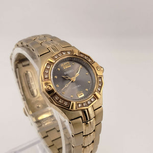 I Like Mikes Mid Century Modern Watches Seiko Women's Petite Gold Tone Watch, Jewel Detail, Bracelet Strap