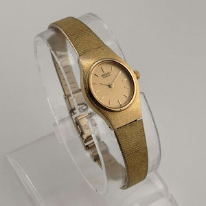I Like Mikes Mid Century Modern Watches Seiko Women's Petite Oval All Gold Tone Watch, Smooth Bracelet Strap