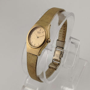 I Like Mikes Mid Century Modern Watches Seiko Women's Petite Oval All Gold Tone Watch, Smooth Bracelet Strap