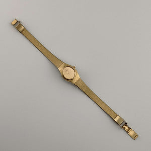 I Like Mikes Mid Century Modern Watches Seiko Women's Petite Oval All Gold Tone Watch, Smooth Bracelet Strap