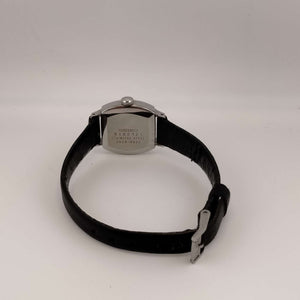 I Like Mikes Mid Century Modern Watches Seiko Women's Petite Silver Tone Watch, Black Leather Band