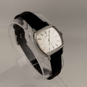 I Like Mikes Mid Century Modern Watches Seiko Women's Petite Silver Tone Watch, Black Leather Band