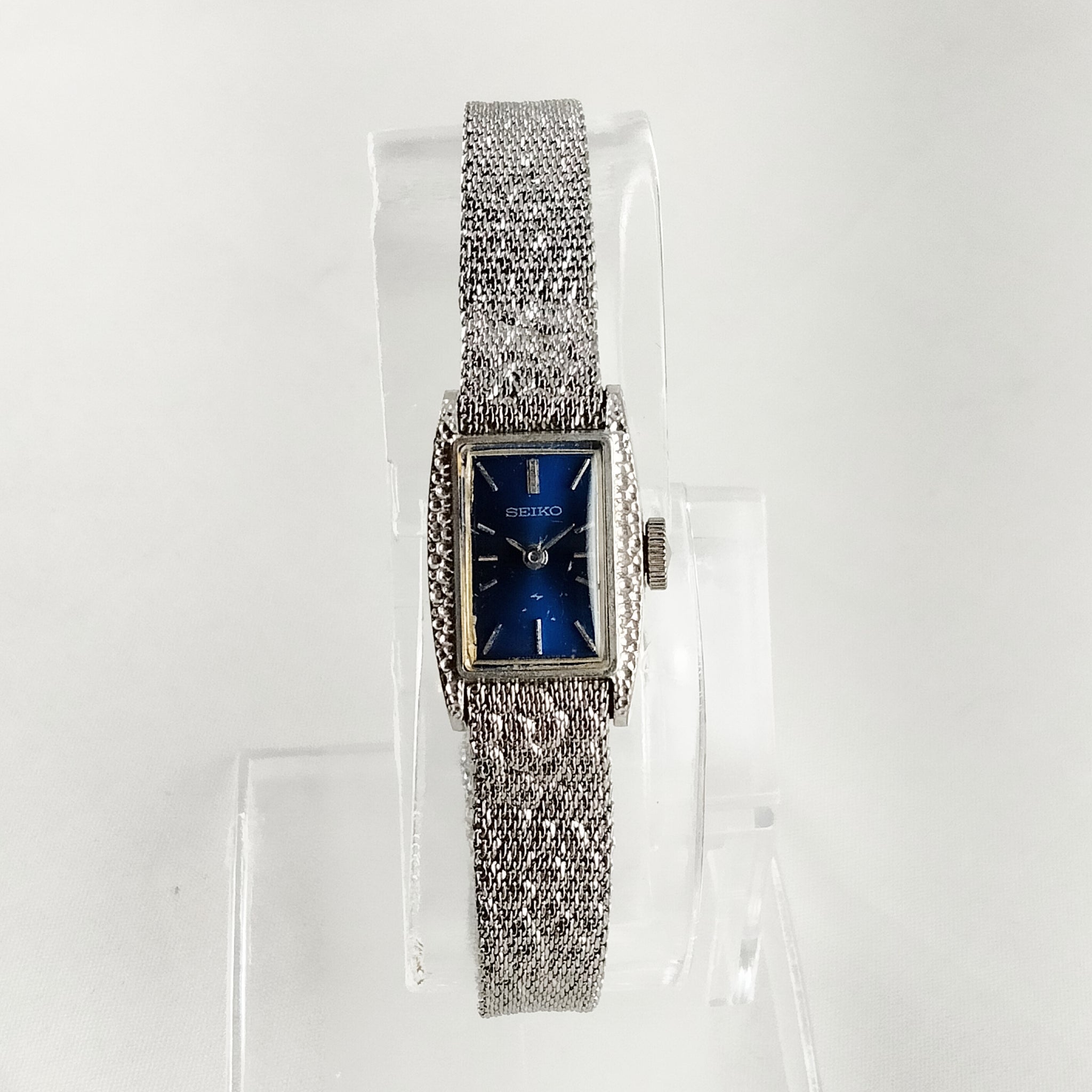 Seiko Women's Petite Silver Tone Watch, Navy Dial, Wind Up, Textured M - I Like Mikes Mid Century Modern Seiko Women's Petite Silver Tone Watch, Navy Dial, Wind Up, Textured M - I Like Mikes Mid Century Modern