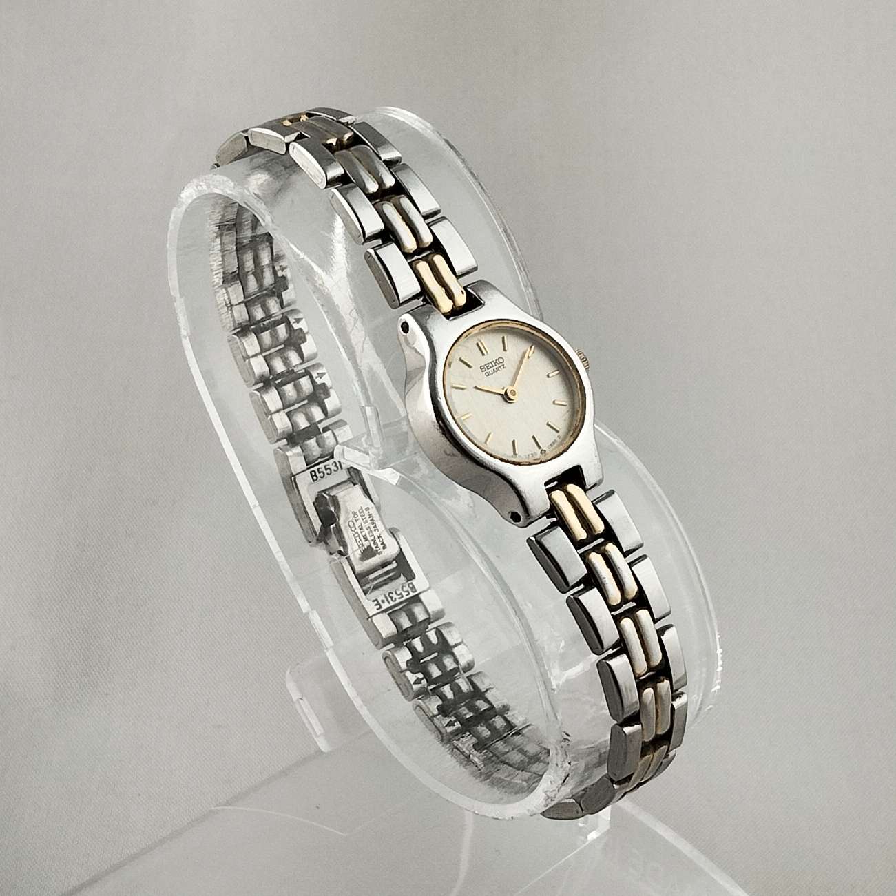 I Like Mikes Mid Century Modern Watches Seiko Women's Petite Watch, Silver and Gold Tone, Bracelet Strap