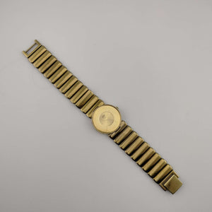 I Like Mikes Mid Century Modern Watches Seiko Women's Quartz Gold Tone Watch, Round Dial with Concentric Circle Detail