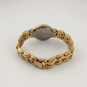 I Like Mikes Mid Century Modern Watches Seiko Women's Round Gold Tone Watch, Circular Silver Tone Dial, Bracelet Strap