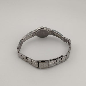 I Like Mikes Mid Century Modern Watches Seiko Women's Round Silver Tone Watch, Circular Mother of Pearl Dial, Bracelet Strap