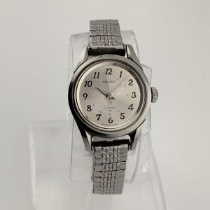 I Like Mikes Mid Century Modern Watches Seiko Women's Silver Tone Watch, Automatic, Circular Mauve Dial, Flex Bracelet Strap