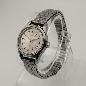 I Like Mikes Mid Century Modern Watches Seiko Women's Silver Tone Watch, Automatic, Circular Mauve Dial, Flex Bracelet Strap