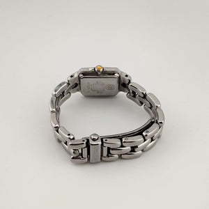 I Like Mikes Mid Century Modern Watches Seiko Women's Silver Tone Watch, Gold Tone Details, Square Dial, Bracelet Strap