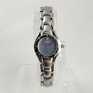 I Like Mikes Mid Century Modern Watches Seiko Women's Silver Tone Watch, Mother of Pearl Dial, Bracelet Strap