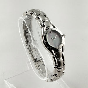 I Like Mikes Mid Century Modern Watches Seiko Women's Silver Tone Watch, Mother of Pearl Dial, Bracelet Strap