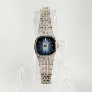 I Like Mikes Mid Century Modern Watches Seiko Women's Silver Tone Watch, Navy and Blue Dial, Bracelet Strap