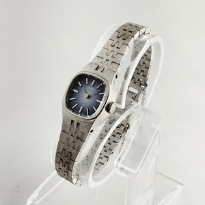 I Like Mikes Mid Century Modern Watches Seiko Women's Silver Tone Watch, Navy and Blue Dial, Bracelet Strap