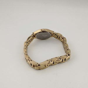 I Like Mikes Mid Century Modern Watches Seiko Women's Watch, Black Oval Dial, Jewel Details on Bezel, Bracelet Strap