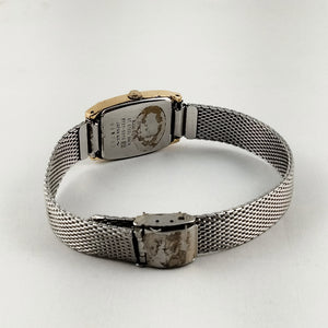 I Like Mikes Mid Century Modern Watches Seiko Women's Watch, Black Square Dial, Mesh Strap