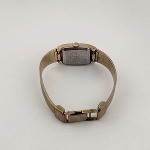 I Like Mikes Mid Century Modern Watches Seiko Women's Watch, Gold Tone, Rectangular Dial with Rounded Corners, Bracelet Strap
