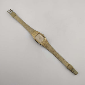 I Like Mikes Mid Century Modern Watches Seiko Women's Watch, Gold Tone, Rectangular Dial with Rounded Corners, Bracelet Strap