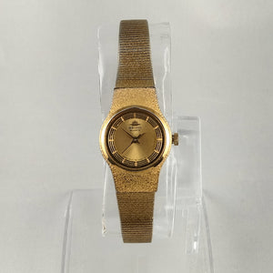 I Like Mikes Mid Century Modern Watches Seiko Women's Watch, Gold Tone with Raised Details on Dial