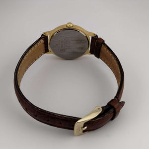 I Like Mikes Mid Century Modern Watches Seiko Women's Watch, Round Dial, Gold Tone, Brown Strap