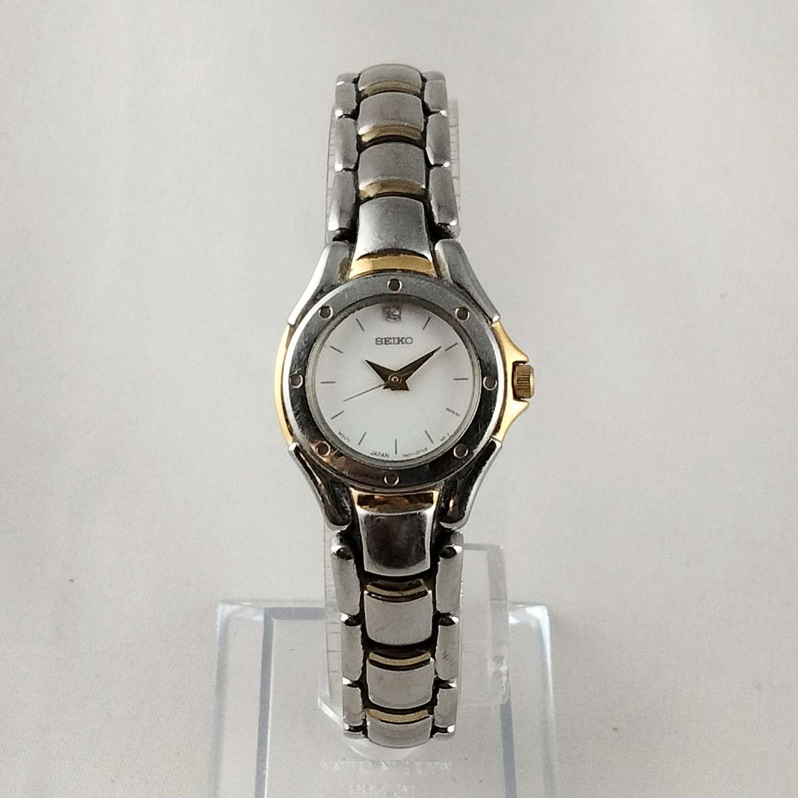 I Like Mikes Mid Century Modern Watches Seiko Women's Watch, Silver and Gold Tone, Bracelet Strap