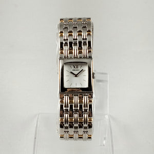 I Like Mikes Mid Century Modern Watches Seiko Women's Watch, Square Dial, Gold and Silver Tone, Bracelet Strap