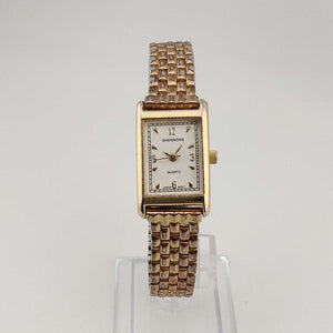 I Like Mikes Mid Century Modern Watches Shannons Men's Gold Tone Quartz Watch, Rectangular Tank Style Dial, Bracelet