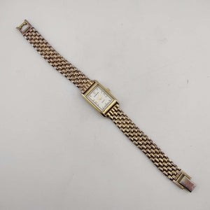 I Like Mikes Mid Century Modern Watches Shannons Men's Gold Tone Quartz Watch, Rectangular Tank Style Dial, Bracelet