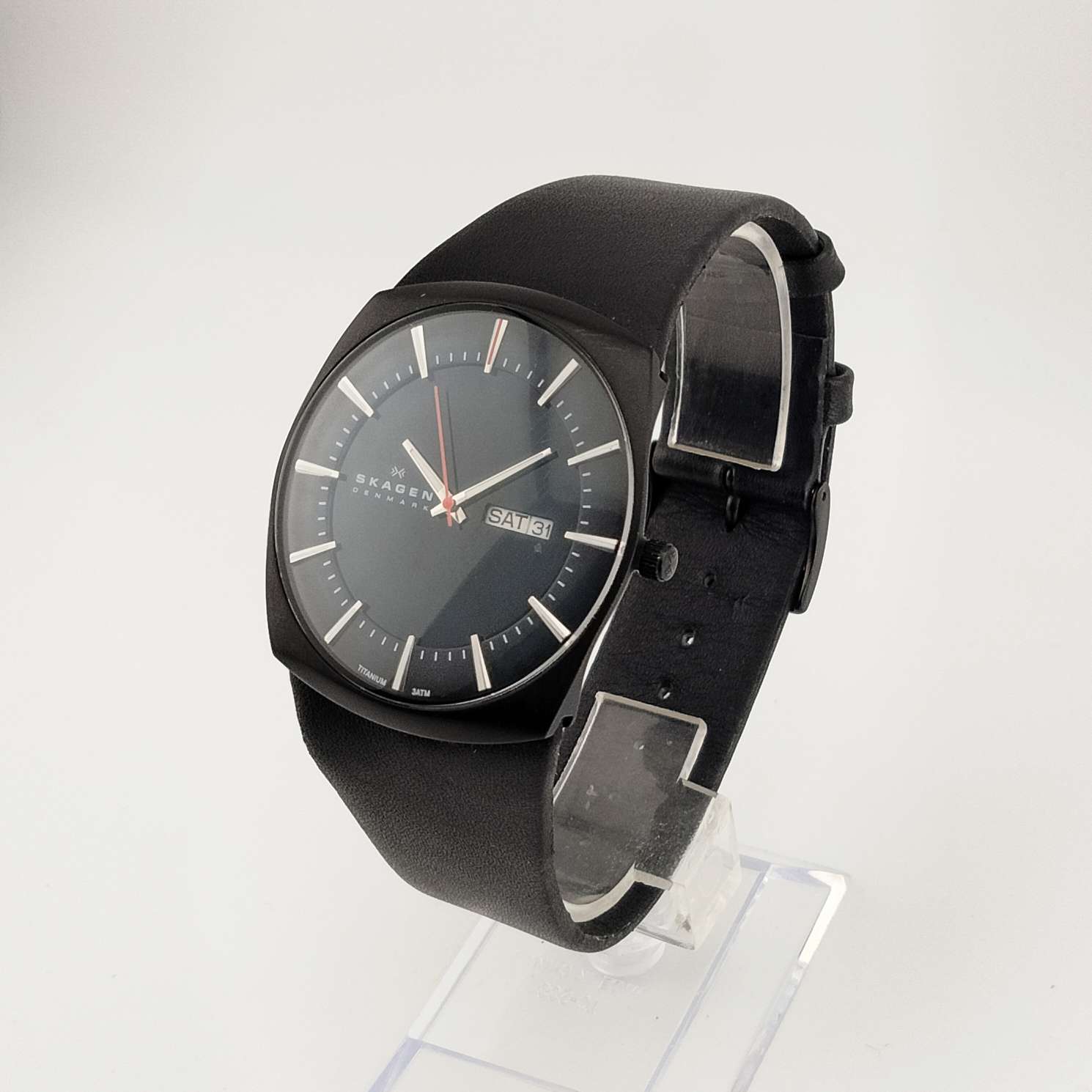 Skagen Ancher SKW6320 Men\'s Black Leather Analog Dial Quartz Wrisr Watch AEA214 Skagen Ancher 40mm Titanium Grey Dial Quartz Mens Watch  main image 3