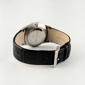 I Like Mikes Mid Century Modern Watches Skagen Men's Chronograph Watch, Black Genuine Leather Strap