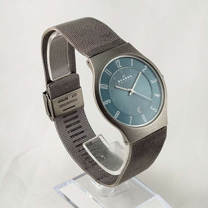 I Like Mikes Mid Century Modern Watches Skagen Men's Oversized Watch, Blue Dial, Mesh Strap