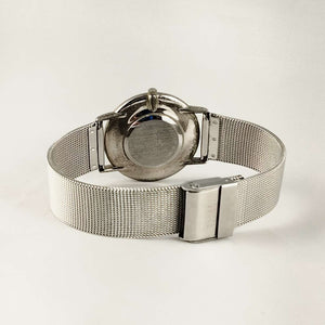 I Like Mikes Mid Century Modern Watches Skagen Men's Oversized Watch, Blue Dial, Mesh Strap