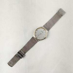 I Like Mikes Mid Century Modern Watches Skagen Men's Oversized Watch, Gold Tone Details, Mesh Strap