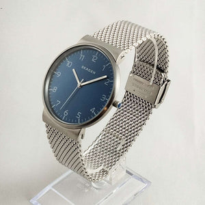 I Like Mikes Mid Century Modern Watches Skagen Men's Oversized Watch, Navy Dial, Mesh Strap