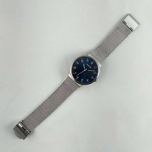 I Like Mikes Mid Century Modern Watches Skagen Men's Oversized Watch, Navy Dial, Mesh Strap