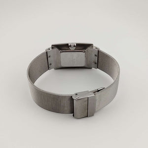 I Like Mikes Mid Century Modern Watches Skagen Men's Silver Tone Watch, Rectangular Royal Blue Dial, Adjustable Metal Mesh Strap