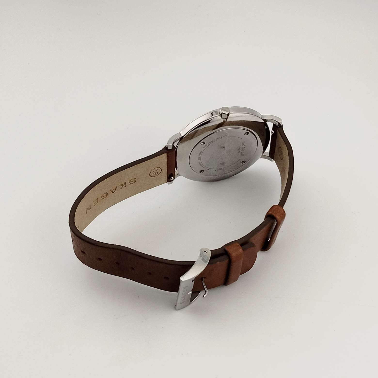 Skagen Watch - Silver Case White Dial with Navy Leather Strap Skagen Men main image 3