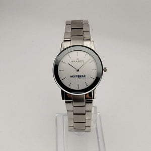 I Like Mikes Mid Century Modern Watches Skagen Men's Silver Tone Watch, Round Dial, Bracelet Strap