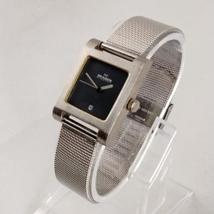 I Like Mikes Mid Century Modern Watches Skagen Men's Stainless Steel Square Watch, Matte Black Dial, Mesh Strap