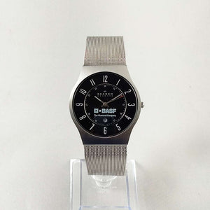 I Like Mikes Mid Century Modern Watches Skagen Men's Stainless Steel Watch, Black Dial, Mesh Strap