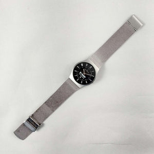 I Like Mikes Mid Century Modern Watches Skagen Men's Stainless Steel Watch, Black Dial, Mesh Strap