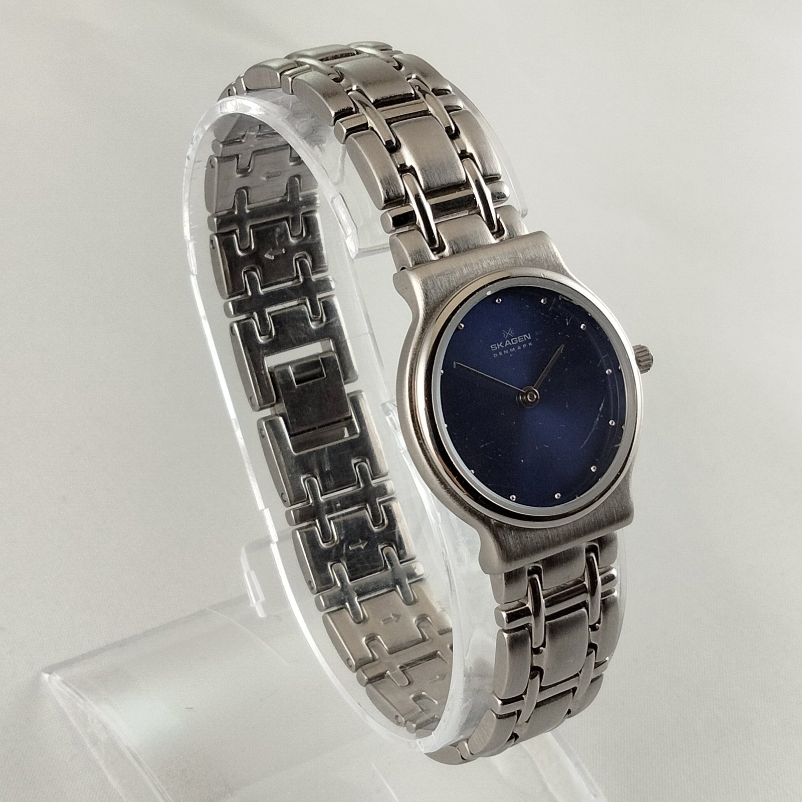 I Like Mikes Mid Century Modern Watches Skagen Men's Stainless Steel Watch, Dark Purple Dial, Link Bracelet