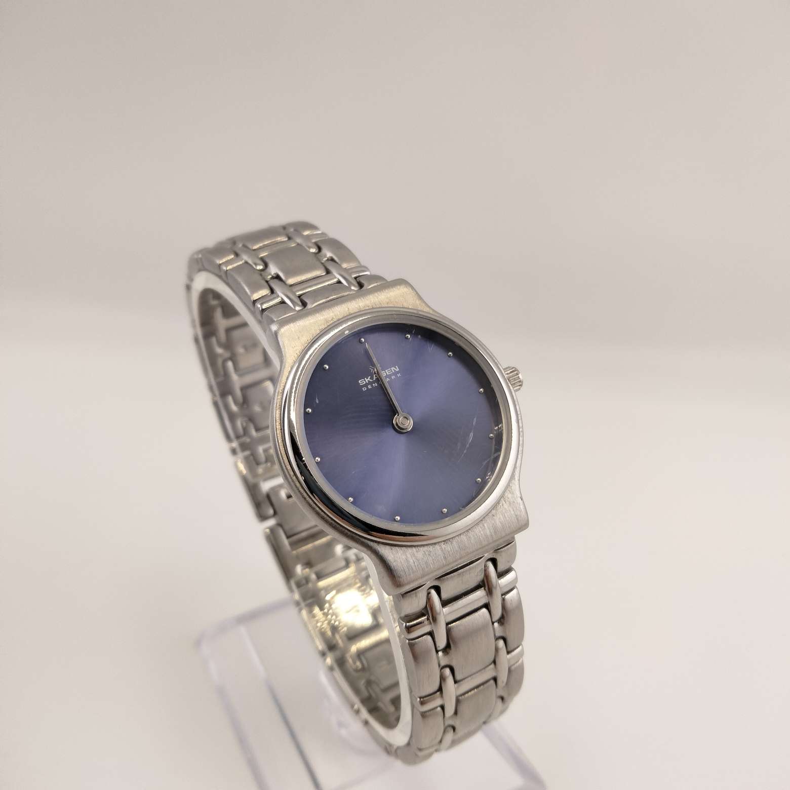 I Like Mikes Mid Century Modern Watches Skagen Men's Stainless Steel Watch, Metallic Blue Dial, Bracelet Strap