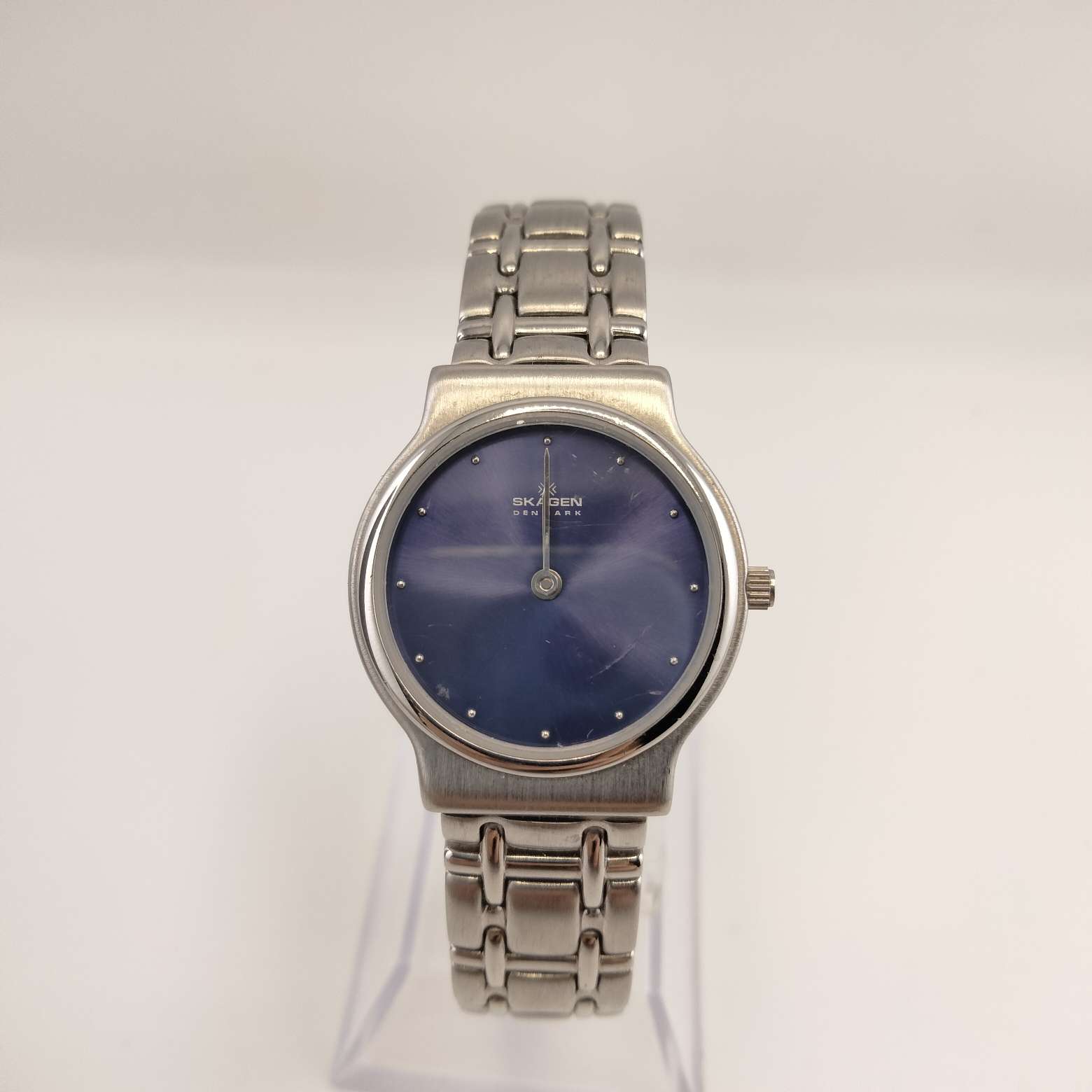 I Like Mikes Mid Century Modern Watches Skagen Men's Stainless Steel Watch, Metallic Blue Dial, Bracelet Strap