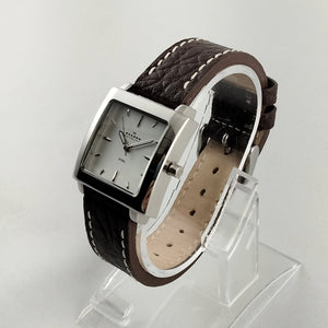 I Like Mikes Mid Century Modern Watches Skagen Men's Stainless Steel Watch, Square Dial, Brown Leather Strap