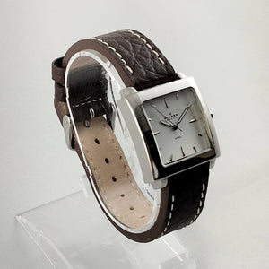 I Like Mikes Mid Century Modern Watches Skagen Men's Stainless Steel Watch, Square Dial, Brown Leather Strap